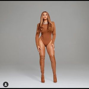 Ivy park Icy Park Drop: tan bodysuit with triple line